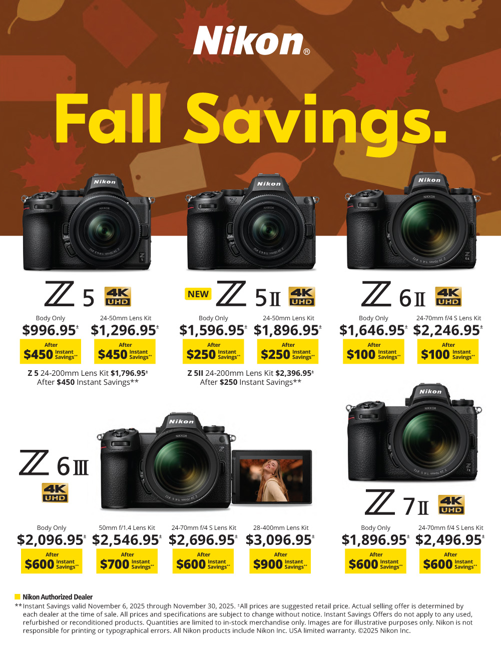 Nikon Z Cameras Sales & service.  NikonFall Memories  Z FX cameras