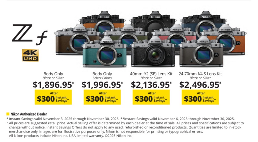 N IKON  End of Summer / Beginning of Fall Savings  on Zf cameras at K&R photographics