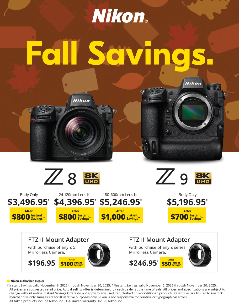 NIKON Z8 / Z9 Fall  Savings