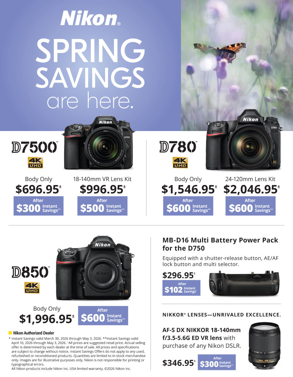 NIKON DSLR  Spring  Savings at K&R.  Prepare for Summer