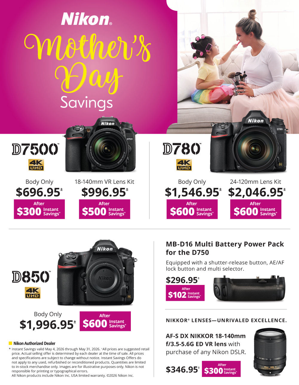 NIKON DSLR  Spring  Savings at K&R.  Prepare for Summer
