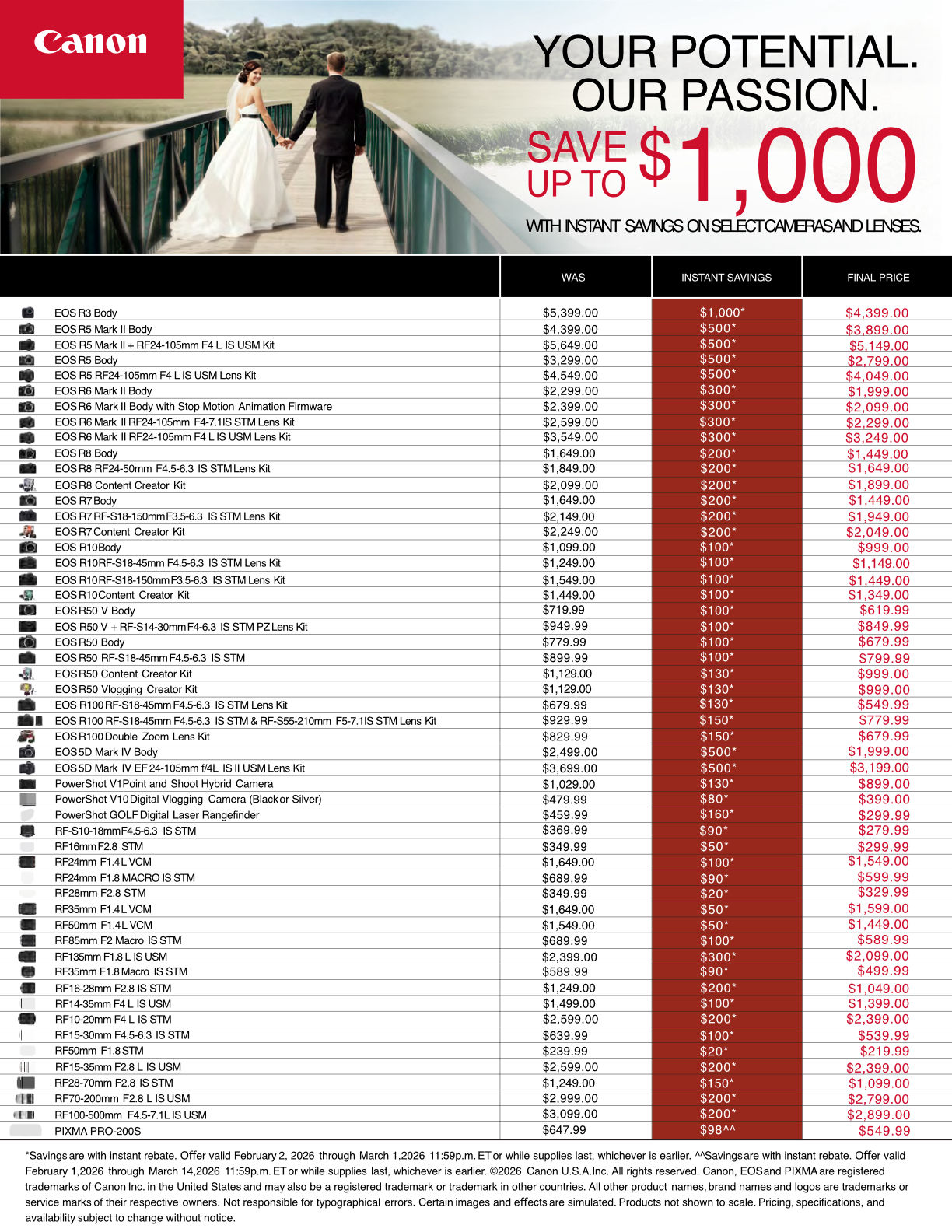 Canon Customer Passionate Savings Sale at K&R photographics