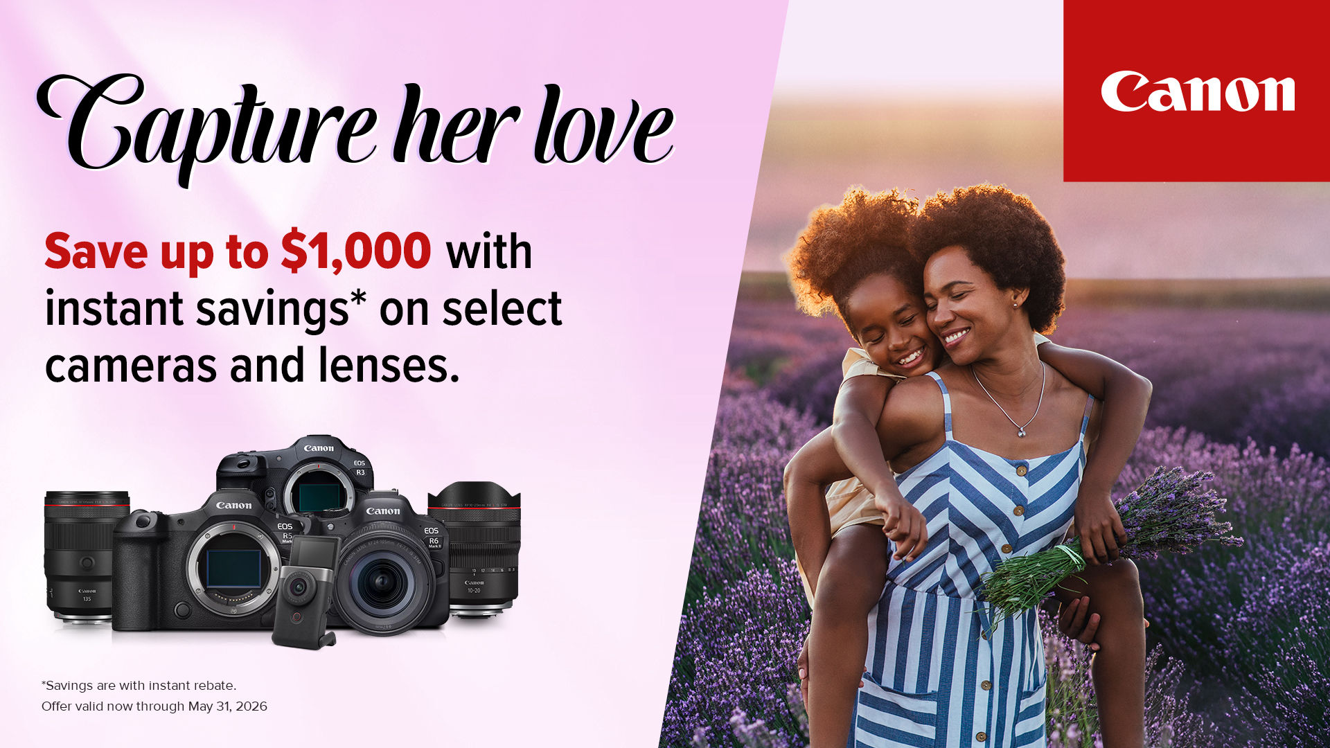 CANON Instant Savings on New Gear for your Passion  on canon lenses and Canon Cameras at K&R Photographics