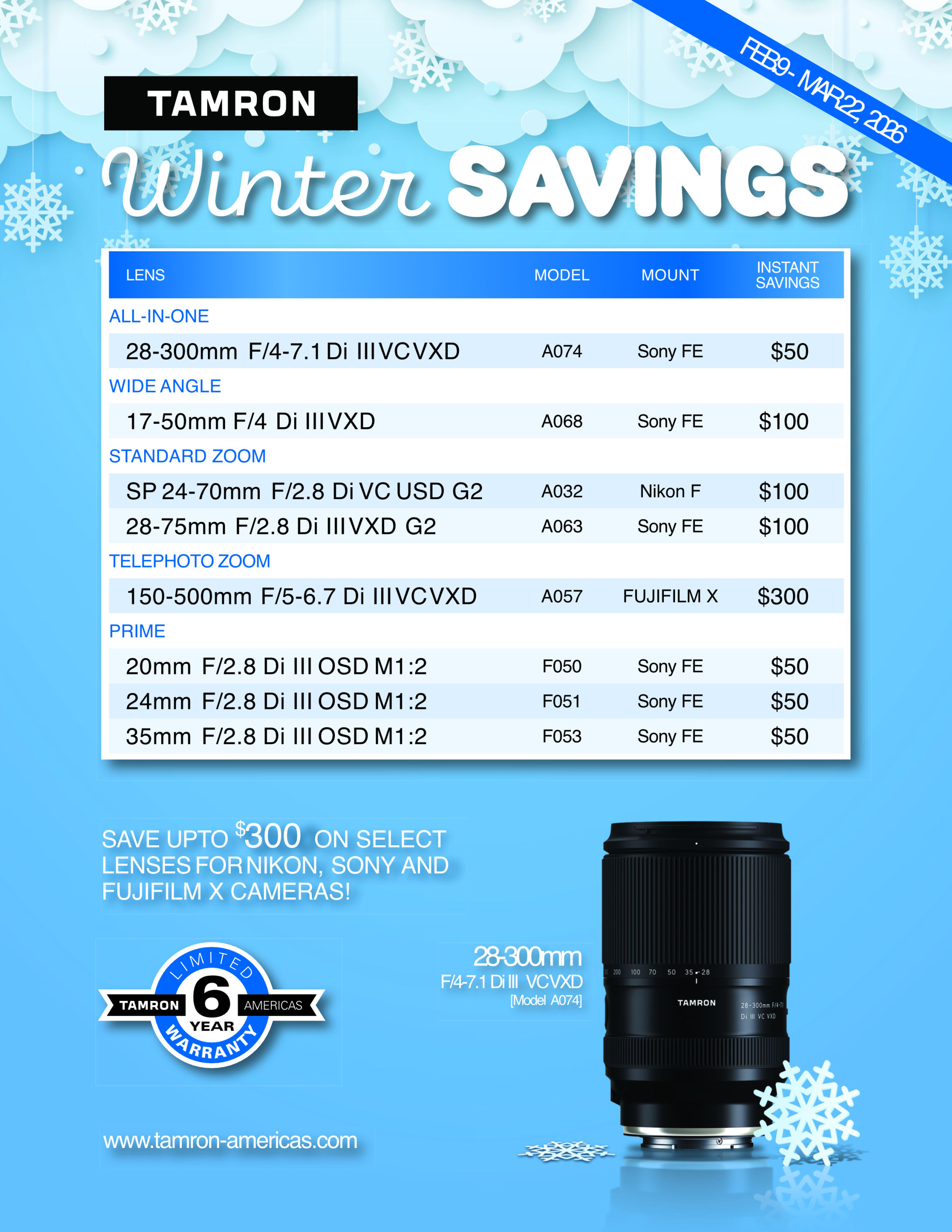 Tamron Winter Savings Event at K&R
